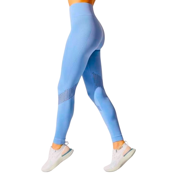 ALALA Essential Seamless Leggings Blue Womens Medium Sculpt Fit Tights High Rise - Picture 1 of 11
